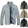 Chaquetas para hombres para hombres chaqueta casual de color sólido collar top dos bolsillos con cremallera chaqueta de bombardero cerrada primavera y otoño2404