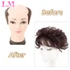 Bangs LM Pièces de cheveux de remplacement bouclé court avec frange Couvrir les cheveux blancs Clip de toupet dans des cheveux naturels Bangs Fringe Hair Pieces