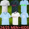 24 25 Soccer Jersey Haaland de Bruyne Phillips mans städer Grealish Sterling Ferran Mahrez Foden 2024 2025 Fotbollskjorta uniformer Men barnpaket