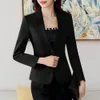 S-4XL Dames Autumn Blazer Solid Color Rapel Single Button Cardigan Warm Formele V Neck Plus Size Office Lady Business Suit Coat 240415