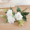 Dekorativa blommor 35 cm Rose Pink Silk Peony Artificial Bouquet for Bride Wedding Party Home Diy Decoration Fake Plants Inomhus