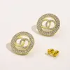 Internet Celebrity Gold White With Diamond Round Earings Designer para mujeres Envío gratis High 223