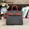 Luxury Brkns Epsom Leather Handbag 7A Genuine Leather Color Block 25cm custom made luxury split color line threUJM4