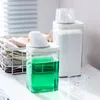 Förvaringsflaskor tvättmedel dispenser lufttät plastpulverlåda klar tvätt flytande behållare med lock