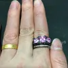 Роскошная принцесса Cut 6ct Pink Sapphrie Ring Set Black Gold 925 Серебряное серебряное обручальное обручальное обручальные кольца для женщин мужчин