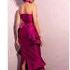 Party Dresses Elegant Sexy Rose Red Mermaid Crystal Belt Ankle-Length Formal Occasion Prom Dress Evening Gowns