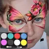 Body Paint 6 kleuren Halloween Face Body Painting Non Toxic Safe Water Paint Oil Zwart Rood Geel schildercrème Kerstmake -up feestgereedschap D240424