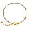 Beaded Width1.5mm Stainless Steel Enamel Satellite Bead Cable Link Chain Bracelet With Colorful Tone Beaded Jewelry For Fashion Lady 240423