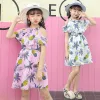 Sets Mädchenkleid 2021 Sommer Blumenmuster Strandkleid für Mädchen Böhmen Kinder Kleider Kostüm für Mädchen Teen 5 6 7 8 9 10 12 Jahre