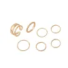 Bänder 7pcs/Set Korea Mode gemischte minimalistische Ring -Set Geometrische runde Metall Gold Silber Farbe Manschette Offene Ringe Schmuck für Frauen