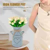 Vazen Iron Flower Pot Vintage Jug gegalvaniseerd vaas voor bloemenarrangement boerderij emmer