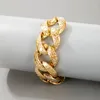 Link Bracelets Punk Gold Color Chain Women Men Charming Alloy Metal Hollow Geometric Adjustable Party Jewelry Wholesale 16666