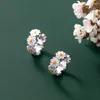 Hoop Earrings Sweet Daisy Flower For Women 2024 Fashion Round Wedding Party Korean Temperament Ear Jewelry