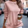 Sweats-shirts pour femmes à sweats à manches longues décontractées sur les tops à manches longues à manches longues décontractées avec une fente latérale