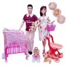 Dolls Happy Family Dolls Playset Women Women Doll maman papa kenwife bébé poupée poussette lits accessoires jouent des jouets de maison pour filles