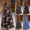 Summer Bohemian sundress vintage ärm är blommig tryckt maxi lång klänning casual robe femme party vestido sarafans 240419