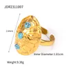 18k gold stainless steel inlaid turquoise turtle shell opening ring, new bracelet