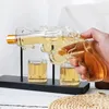 Revolver Glass Decanter Whisky Set Wine Dispenser Bar Drinking Container Pistol Shaped Bottle Exquisite Mens Gifts 240420