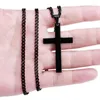 Pendant Necklaces 3X Vintage Cross Necklace Stainless Steel Black Chain Men (60Cm)