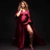 Sleep Lounge Pregnant woman photography dress elegant and soft satin chiffon long sleeved dress Bohemian photo shoot pregnant woman dress