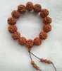 Dekorativa figurer fem huvuden stora rudraksha bodhi pärlor armband för man tibetansk buddhistisk bön hand mala