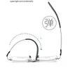 Zonnebrillen Frames Ultra Light Pure Titanium Rimless Glasses Square Business Fashion Spektakel Optisch recept Grote maat Man 7721