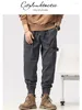 Calça masculina citylink tática de primavera casual pés esportes versáteis americanos tendências de roupas de trabalho cortadas