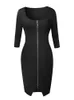 Basic Casual Dresses Sexy Long Zipper Girdling Waist Slim Bodycon Dress Women Half Sleeves Solid Color Skinny Dress Elegant Club Party VestidosL2403