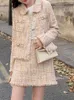 Abiti da lavoro Y2k Blend Gonza Chic Scatta a 2 pezzi set coreano Single Tweed Coat Short Coat Conjuntos Fashion A-Line Wool Falda Outfit