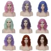 Perruques msiwigs femme violette 22 couleurs Cosplay Wig Short Wavy synthétique thermure résistant à la chaleur rose blonde ombre Cos Wig