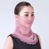 Scarves Fashion Women Breathable Mesh Sunscreen Scarf Mask Print Silk Female Bandana Headscarf Ladies Neck Collar