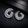 Stud Earrings Luxury Multiply Olive Branch Shape Full Cubic Zirconia For Party Bridal Engagement Jewelry E9046