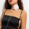 Colliers ingesight.z Big Big Flower Lace Collier Collier Choker Femmes Sexy Sexy Black Cuir Wax File Clavicule Chaîne Panier Bijoux