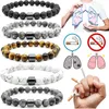 Beaded Natural Obsidian Stone Bracelet Magnetic Anxiety Relief Healthy Women Men Smoking Cessation Weight Loss Black Beads Bracelets 240423