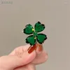 Brooches Lucky Grass Brooch Four-leaf Clover Vintage Emerald Color Lapel Pin Female Wedding Suit Jewelry Accessories