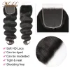 Wigs Nadula Hair 5x5 HD закрытие кружева с пучками бразильские волны тела с закрытием прозрачных фронтальных и пучков для человека и пучков