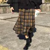 Kjolar kvinnor ullplåt veckad 2024 faldas mujer de moda hög midja a-line jupe mode vintage tjock kjol koreansk saia