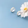 Hoop Earrings Sweet Daisy Flower For Women 2024 Fashion Round Wedding Party Korean Temperament Ear Jewelry