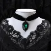 Kolyeler Gotik Venom Kristal Cameo Kolye Kadınlar Moda Cadı Takı Accessorie Hediye Goth Alternatif Yeşil Kristal Kadife Gerilim