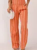 Pantaloni da donna 2024 Scher Striped Casual for Women Style Stilgo Slimt Fit Veratile High Wile Shil-a gamba dritta pantaloni