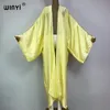 Winyi Kimono Boho Monocolour Kaftans Beach Wear Элегантные праздничные наряды для женщин прикрытие удобное платье 240417