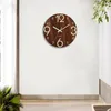 Horloges murales horloge en bois brun foncé moderne avec brillance dans le noir décoration de maison silencieuse simple numérique pour pièce