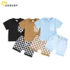 Stelt Mababy 018m Pasen Pasen Pasgeboren baby peuter Baby Girl -kleding Sets Sets Bunny Plaid Print T -shirt + Shorts Casual Summer Outfits