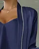Siga para mujeres Pajamas Suit 2024 Spring Summer Elegante Elegante Sexy Long-Long Ruffle Hem Drawstring Cami Cami con túnica