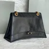 Zwarte zak koehide lederen luxe designer tassen extra grote ketting flap zak schoudertassen alligator vrouwen enorme crossbody mode voor vrouwen en mannen