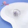 Clusterringen Vijf kleuren Kies Fashion Elegant Original 925 Sterling Silver Dazzling Flower Ring Clear CZ Women Wedding Sieraden