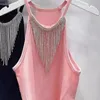 Kobiety z czołgów Neploe ciężkie błyszczące diamentowe cekiny Patchwork Tank Top Y2K Seksowna różowa kamizelka kantarska dla kobiet 2024 Summer Camisole Tops