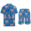 Men's Tracksuits Monkey Print Men Sets Pink Animal Casual Shirt Set Trendy Beach Shorts Summer Custom Suit Two-piece Clothing Big Size