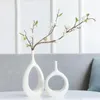 Vazen witte keramische holle set van 2 bloemenvaas voor decor modern decoratief middelpunt trouwtafel huis winkeldet