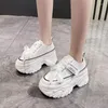 Casual Shoes Platform Dams Sneakers Autumn koronkowy gęsta sporty sportowe pu skóra oddychająca piesza zapatillas de